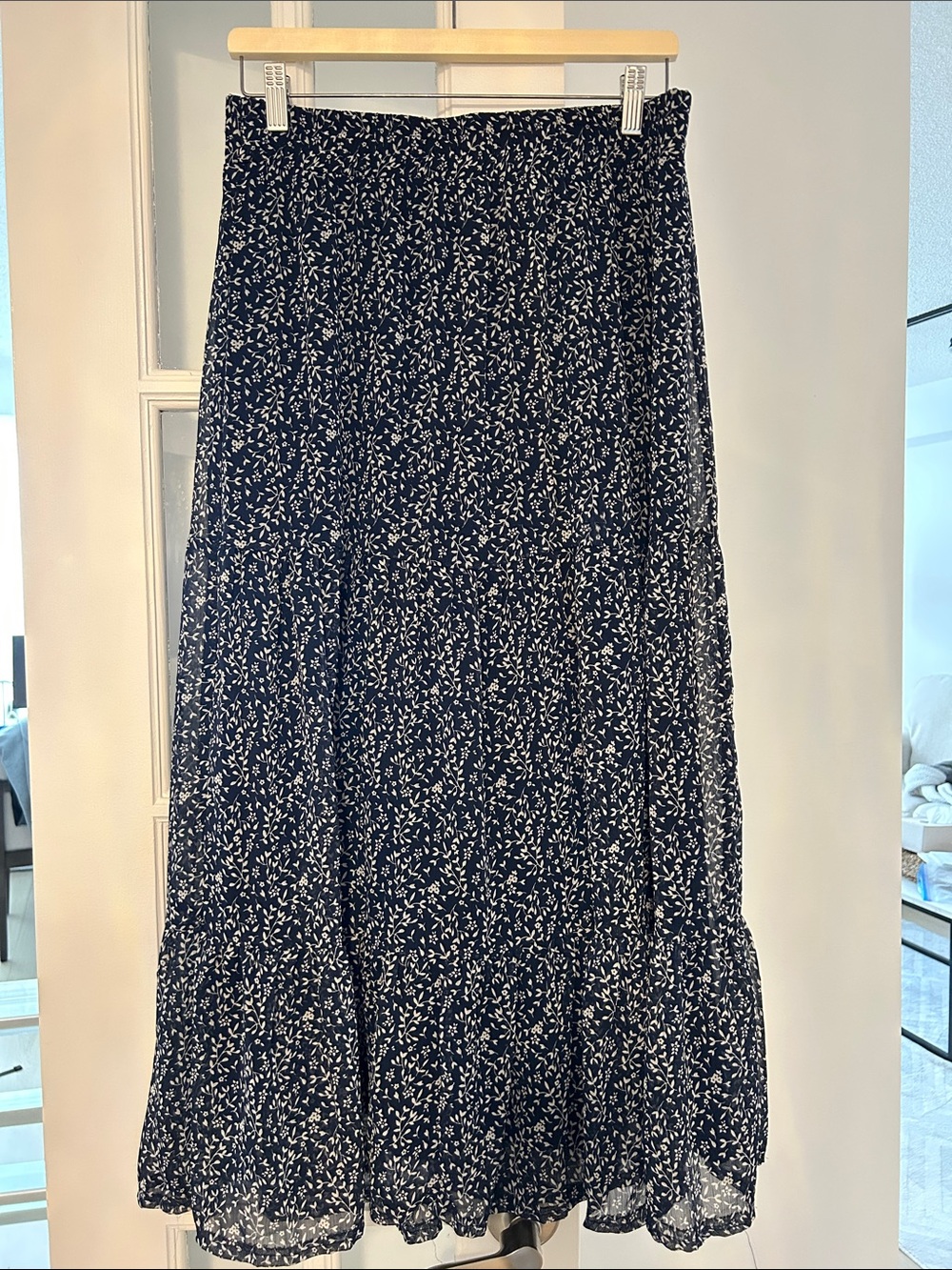 Women’s Navy Floral Tiered Skirt